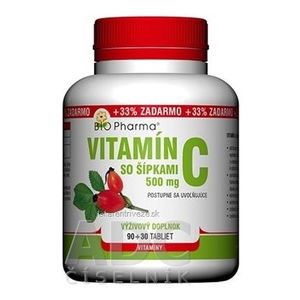 BIO Pharma Vitamín C so šípkami 500 mg tbl 90+30 (33% ZADARMO) (120 ks) vyobraziť