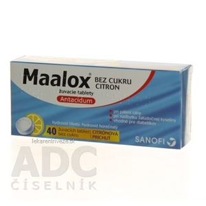 Maalox bez cukru s príchuťou citróna tbl mnd 400 mg/400 mg (blis.) 1x40 ks vyobraziť