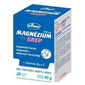 Vitar Magnézium 400 mg + vitamíny B6 a C vrecúška s príchuťou grepu 20 ks vyobraziť