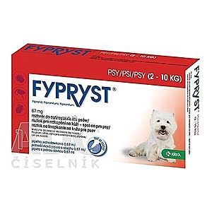 FYPRYST 67 mg PSY 2-10 KG roztok na kvapkanie na kožu pre psov (pipeta) 1x0, 67 ml vyobraziť