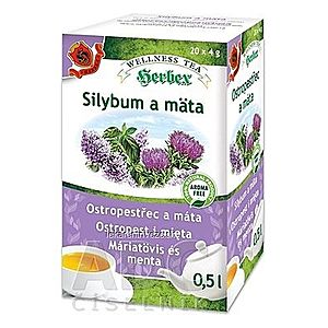 HERBEX Silybum a mäta bylinná zmes (wellness tea) 20x4 g (80 g) vyobraziť
