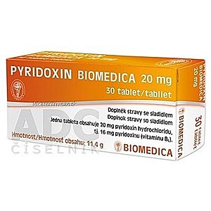 PYRIDOXIN BIOMEDICA 20 mg tbl 3x10 ks (30 ks) vyobraziť