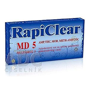 RapiClear MD 5 (MULTIDRUG 5) IVD, test drogový na samodiagnostiku 1x1 ks vyobraziť