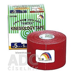 TEMTEX KINESOLOGY TAPE tejpovacia páska, 5 cm x 5 m, červená 1x1 ks vyobraziť