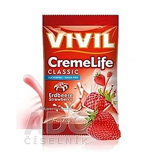 VIVIL BONBONS CREME LIFE CLASSIC drops s jahodovo-smotanovou príchuťou, bez cukru 1x110 g vyobraziť