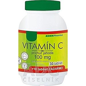 EDENPharma VITAMÍN C 100 mg príchuť jahoda tbl 30+10 zadarmo (40 ks) vyobraziť