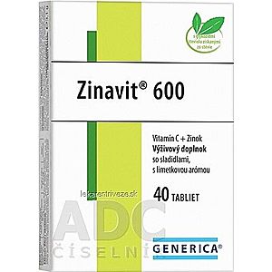 GENERICA Zinavit 600 s limetkovou arómou tbl (vitamín C + Zinok) 1x40 ks vyobraziť