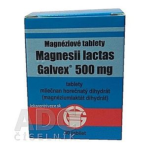 Magnesii lactas Galvex 500 mg tbl 0, 5 g (obal PE) 1x50 ks vyobraziť