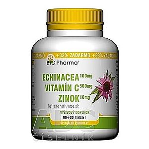 BIO Pharma Echinacea, Vitamín C, Zinok tbl 90+30 (33% ZADARMO) (120 ks) vyobraziť