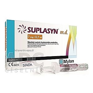 SUPLASYN m.d. sterilný roztok hyaluronátu sodného 7 mg/0, 7 ml, 1x0, 7 ml vyobraziť