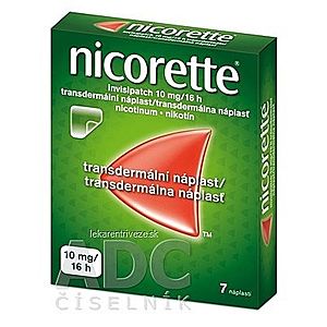 Nicorette invisipatch 10 mg/16 h transder. náplasť emp tdm (vre.koextr.cykloolef.kopolymér) 1x7 ks vyobraziť