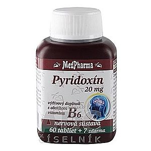 MedPharma PYRIDOXÍN 20 mg (vitamín B6) tbl 60+7 zadarmo (67 ks) vyobraziť