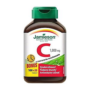 JAMIESON Vitamín C 1000 mg tablety s postupným uvoľňovaním 100+20 kusov ZADARMO vyobraziť