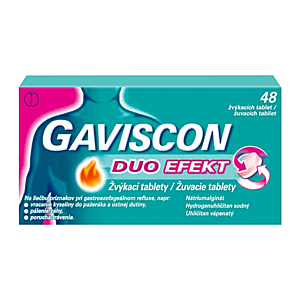 GAVISCON Duo efect žuvacie tablety 48 kusov vyobraziť