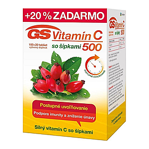 GS Vitamín C 500 so šípkami 100 + 20 tabliet ZADARMO vyobraziť