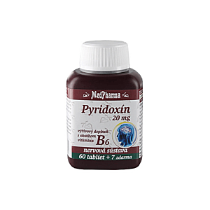 MEDPHARMA Pyridoxín 20 mg (vitamín B6) 60 + 7 tabliet ZADARMO vyobraziť