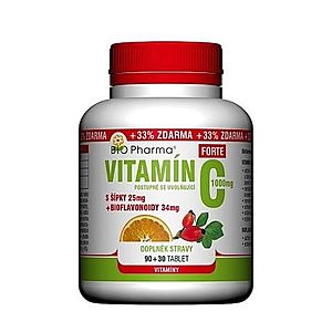BIO Pharma vitamín C so šípkami 1000 mg forte 90 + 30 tabliet ZADARMO vyobraziť