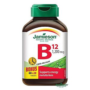 JAMIESON Vitamín B12 s postupným uvoľňovaním 60 + 20 tabliet ZADARMO vyobraziť