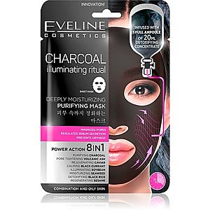 Eveline Cosmetics Charcoal Illuminating Ritual super hydratačná čistiaca textilná maska 1 ks vyobraziť