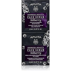 Apivita Express Beauty Bilberry intenzívny čistiaci peeling pre rozjasnenie pleti 2 x 8 ml vyobraziť