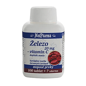 MEDPHARMA Železo 20 mg + vitamín C 100 + 7 tabliet ZADARMO vyobraziť