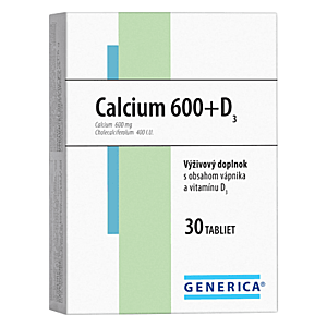 GENERICA Calcium 600 + vitamín D3 30 tabliet vyobraziť