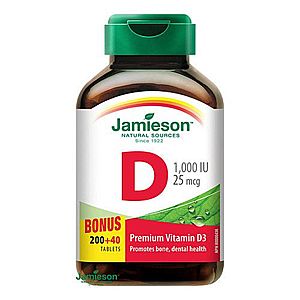 JAMIESON Vitamín D3 1000 IU 200 + 40 tabliet ZADARMO vyobraziť