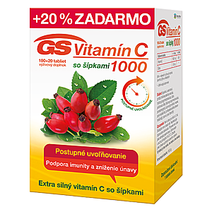 GS Vitamín C 1000 so šípkami 100 + 20 tabliet ZADARMO vyobraziť