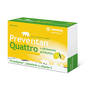 FARMAX Preventan quattro s citrónovou príchuťou 24 tabliet vyobraziť