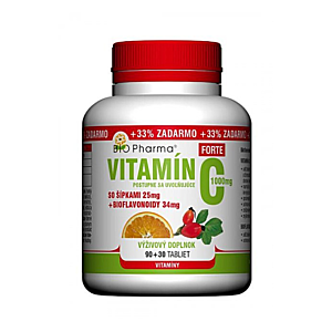 BIO PHARMA Vitamín C so šípkami 500 mg 90 + 30 tabliet vyobraziť