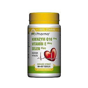 BIO Pharma koenzým Q10 30mg + vitamín E 20 mg + selén 25 µg 60 + 60 kapsúl vyobraziť