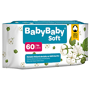 BABYBABY Soft Detské vlhčené obrúsky zo 100% bavlny 60 kusov vyobraziť