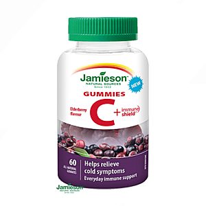 JAMIESON Vitamín C + Immune shield gummies s príchuťou bazy 60 pastiliek vyobraziť