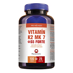 PHARMA ACTIV Vitamín K2 MK 7 + D3 forte 100 + 25 tabliet ZADARMO + Fitness náramok vyobraziť