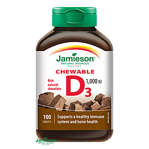 JAMIESON Vitamín D 1000 IU čokoláda 100 cmúľacích tabliet vyobraziť