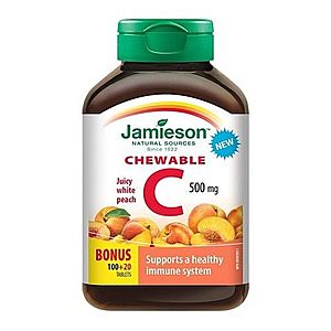 JAMIESON Vitamín C 500 mg broskyňa 100 + 20 tabliet ZADARMO vyobraziť