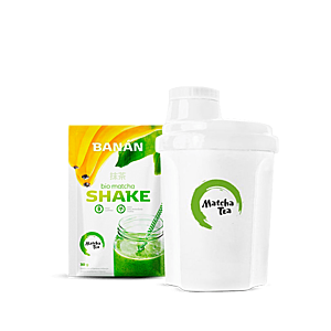 BIO Matcha Tea Shake, 30 g Matcha Tea Shake Banán + šejker, BIO Matcha Tea Shake, 30 g Matcha Tea Shake Banán + šejker vyobraziť