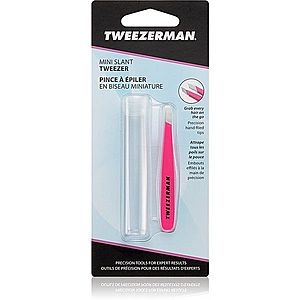Tweezerman Mini Slant pinzeta so zošikmeným koncom mini s cestovným púzdrom Neon Pink 1 ks vyobraziť