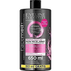 Eveline Cosmetics FaceMed+ čistiaca a odličovacia micelárna voda s detoxikačným účinkom 650 ml vyobraziť