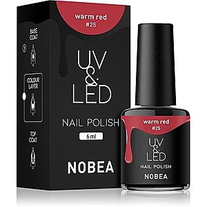 NOBEA UV & LED Nail Polish gélový lak na nechty s použitím UV/LED lampy lesklý odtieň Warm red #25 6 ml vyobraziť