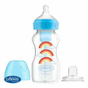 Dojčenská antikoliková fľaša Options+ Wide-Neck 270ml 2v1 modrá s náustkom vyobraziť