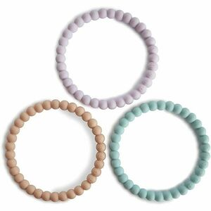Mushie Pearl Teething Bracelet hryzadielko Lilac/Cyan/Soft Peach 3 ks vyobraziť