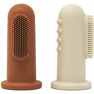 Mushie Finger Toothbrush detská zubná kefka na prst Clay/Shifting Sand 2 ks vyobraziť