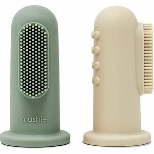 Mushie Finger Toothbrush detská zubná kefka na prst Shifting Sand/Cambridge Blue 2 ks vyobraziť
