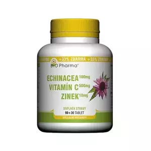 Bio Pharma Echinacea, Vitamín C a Zinok 90 + 30 tbl vyobraziť