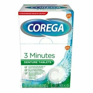 COREGA 3 Minutes denture tablets antibakteriálne čistiace tablety 18 x 6 kusov vyobraziť