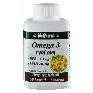 MedPharma Omega 3 Rybí olej Forte EPA + DHA 60+7 tabliet vyobraziť