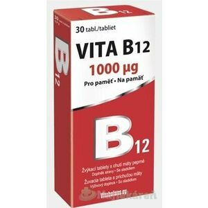 Vitabalans Oy Vita B12 1000 µg s príchuťou mäty 30 žuvacie tablety vyobraziť