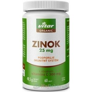 Vitar Organic Zinok 25 mg s obsahom vitamínu C 60 tabliet vyobraziť