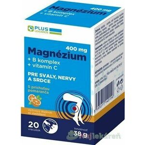 PLUS LEKÁREŇ Magnézium 400 mg + B komplex + vitamín C, vrecúška s príchuťou pomaranč 20 ks vyobraziť